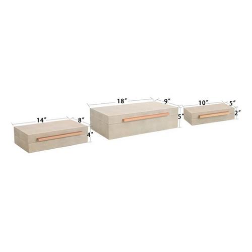StyleCraft Home Collection Camilla Neutral Leather Wrapped Accessory Boxes (Set of 3) - Primary Image