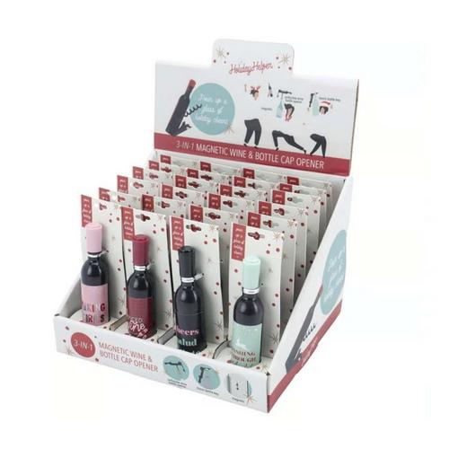 Holiday Helper Wine & Bottle Cap Opener (Colors May Vary) - Primary Image