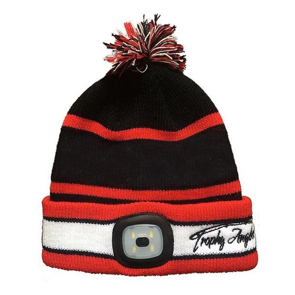 TROPHY ANGLER Rechargeable LED POM Knit Ice Fishing Beanie
