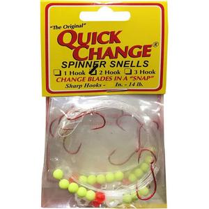 Chartreuse - Quick Change Premium 2 Hook Spinner Snells 5 Pack