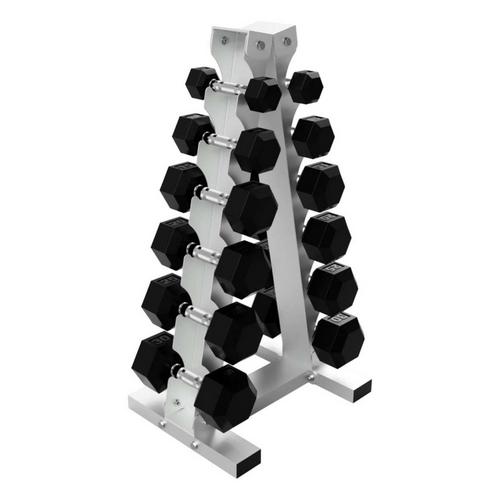 USA Sports Rubber Hex Dumbbells 6-Pair A-Fram Rack Pack - Primary Image