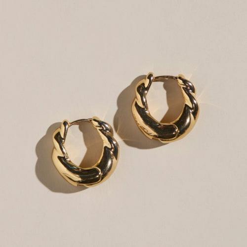 Nickel & Suede Wide Twist Hoop Earrings - Primary Image