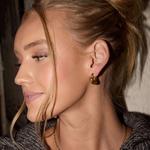 Nickel & Suede Wide Twist Hoop Earrings - Thumbnail 2 of 2