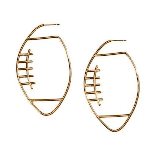 Nickel & Suede Football Hoop Earrings - Primary Image