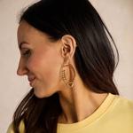 Nickel & Suede Football Hoop Earrings - Thumbnail 2 of 3