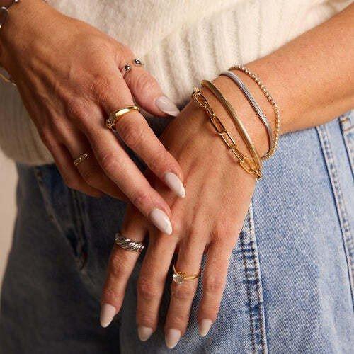 Women's Nickel & Suede Herringbone Bracelet - Primary Image