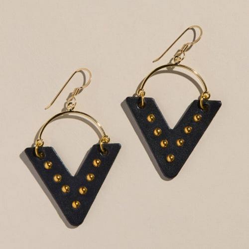 Nickel & Suede Studded Sutton Earrings - Primary Image