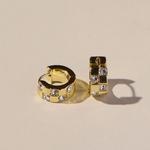 Nickel & Suede Pavé Checkered Huggie Earrings - Thumbnail 2 of 3