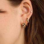 Nickel & Suede Pavé Checkered Huggie Earrings - Thumbnail 3 of 3