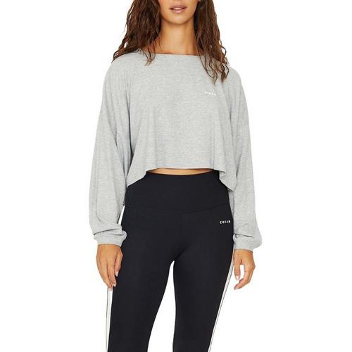 Women's Cream Yoga Alexa Oversize Long Sleeve Crop Top - Primary Image