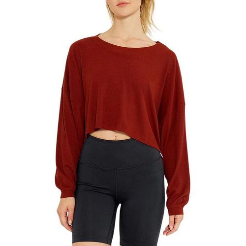 Women's Cream Yoga Alexa Oversize Long Sleeve Crop Top - Primary Image