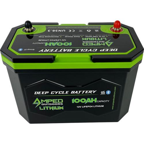 Amped Outdoors 100Ah Lithium 12.8V Battery Bluetooth IP67 Waterproof Heated - Primary Image