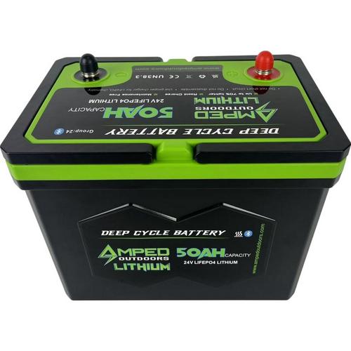 Amped Outdoors 24V 50Ah Trolling Motor Lithium Battery Bluetooth Heated w/Charger - Primary Image