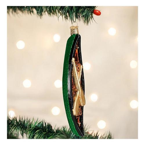 Old World Christmas Green Canoe Ornament - Primary Image