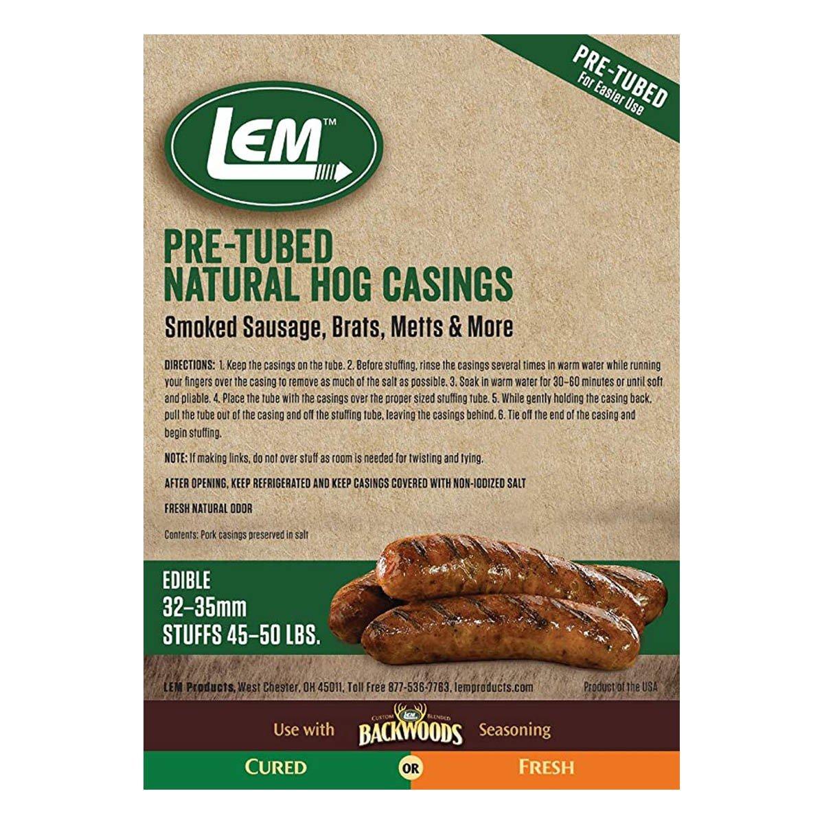 LEM Pre-Tubed Natural Hog Casings (1.5 in.) - LEM