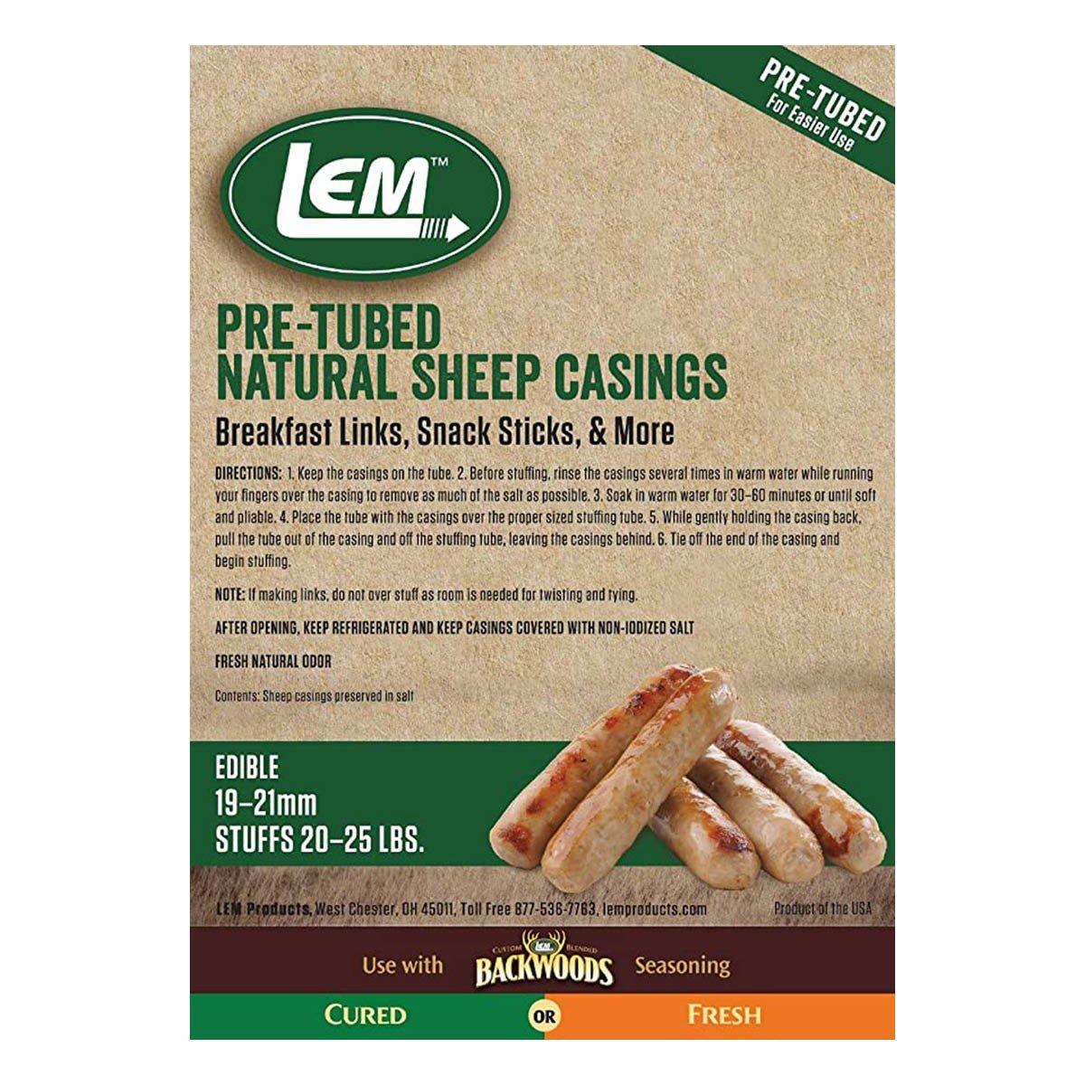 LEM Pre-Tubed Natural Sheep Casings (3/4 in.) - LEM