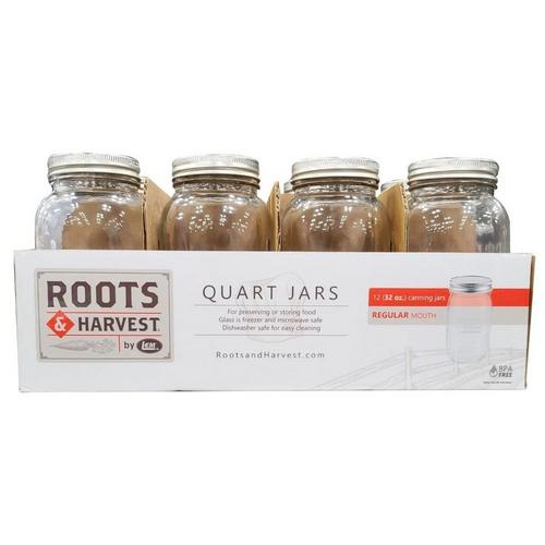 Roots & Harvest Quart Canning Jars Regular Mouth 12 Pack - Primary Image