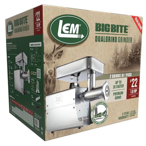 LEM Dual Grind 1 HP #22 BigBite Meat Grinder - Primary Image