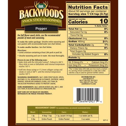 LEM Backwoods Pepper Snack Stick Seasoning - Primary Image