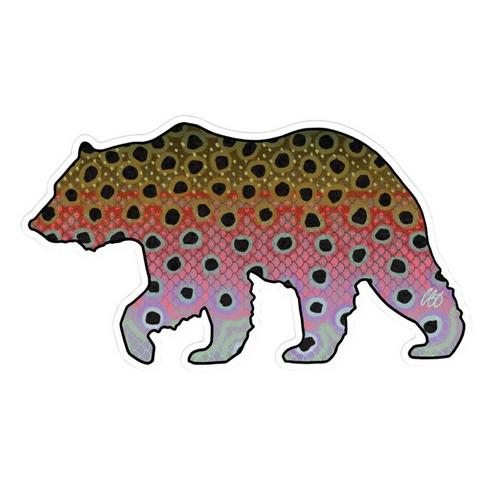 Casey Underwood Artwork Bear Rainbow Trout Decal Decal - Primary Image