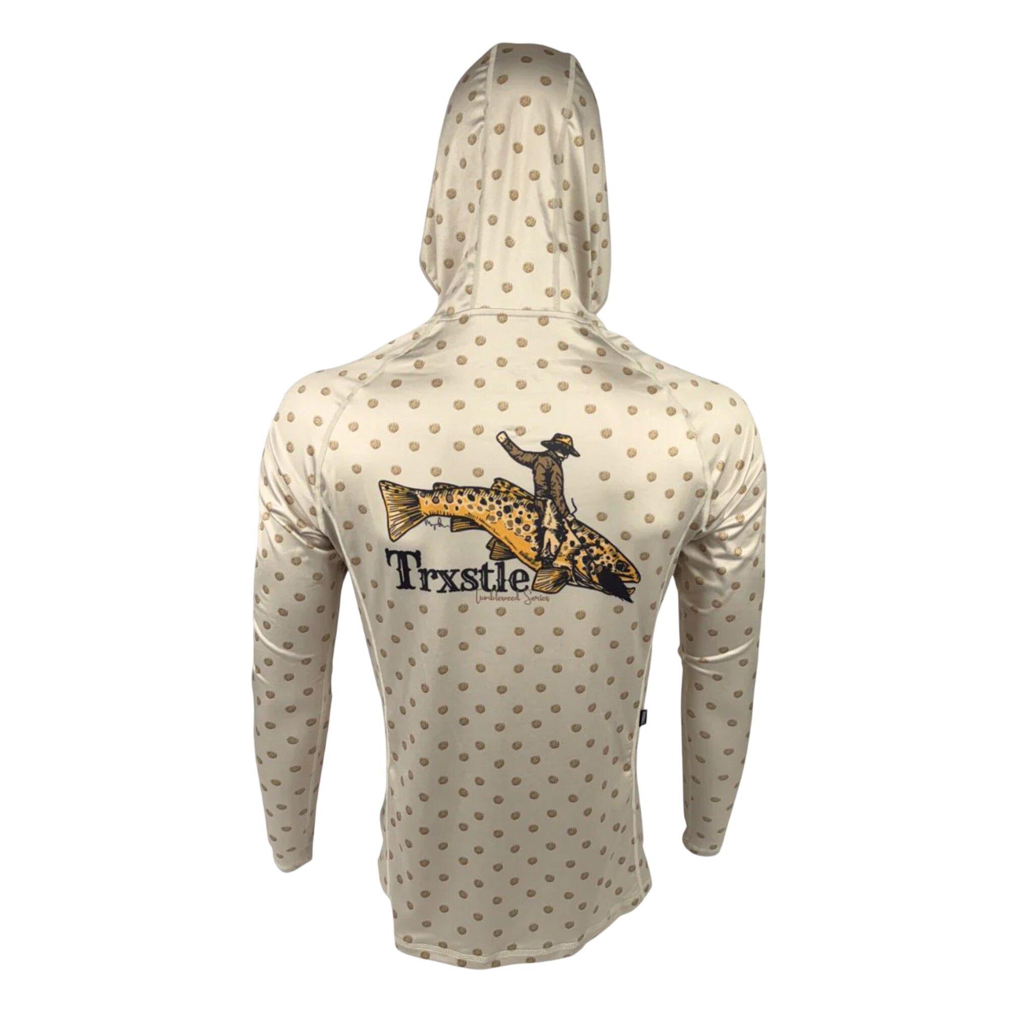 Men's TRXSTLE Tumbleweed Brown Trout Featherweight Long Sleeve Hooded Fly Fishing T-Shirt