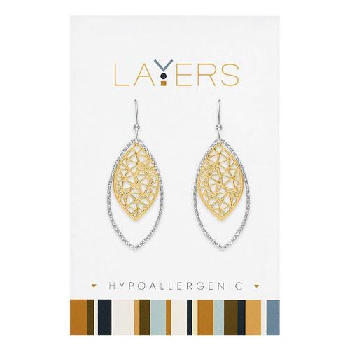 Layers Geometric Leaf Earrings - Primary Image