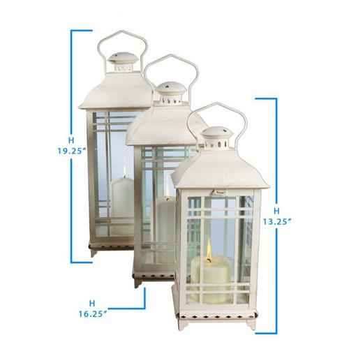 Melrose International Traditional Ivory Metal Lantern (Set of 3) - Primary Image