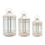 Melrose International Traditional Ivory Metal Lantern (Set of 3) - Thumbnail 4 of 4