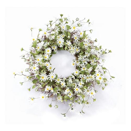 Melrose International White Daisy Floral Wreath 23"D - Primary Image