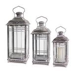 Melrose International Traditional Grey Metal Lantern (Set of 3) - Thumbnail 1 of 2