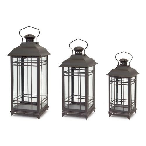 Melrose International Traditional Black Metal Lantern (Set of 3) - Primary Image