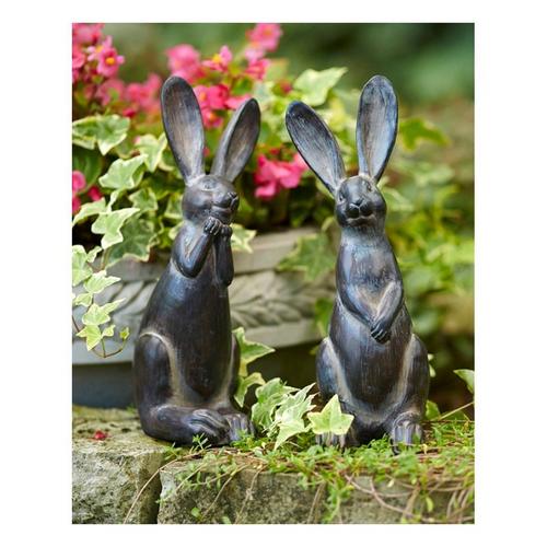 Melrose International Brown Long Ear Rabbit Statue (Set of 2) - Primary Image
