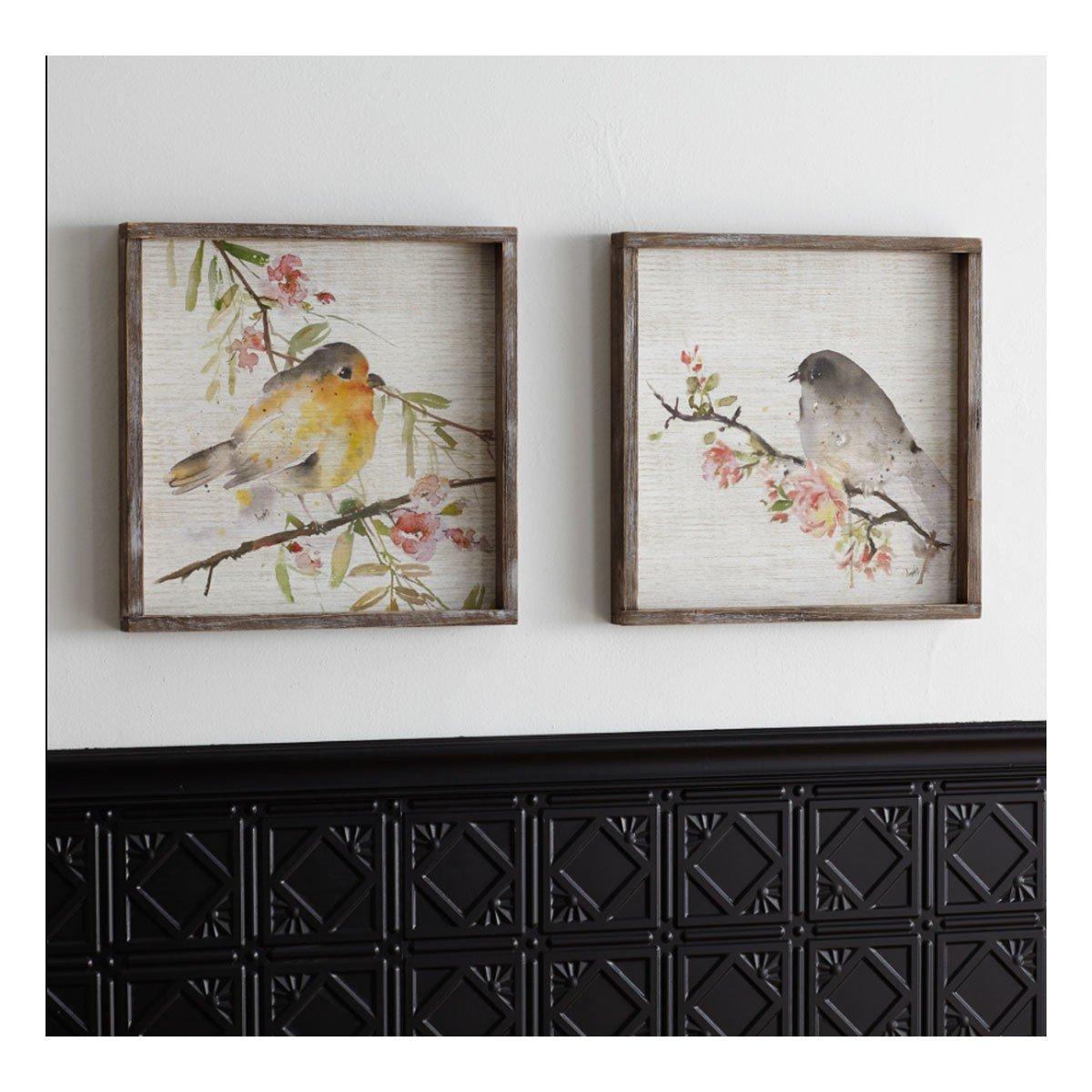 MELROSE International Wood Framed Bird Plaque