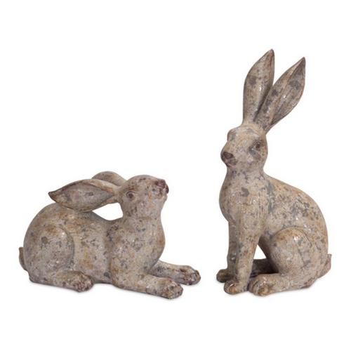 Melrose International Weathered Stone Garden Rabbit Figurine (Set of 2) - Primary Image