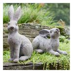 Melrose International Weathered Stone Garden Rabbit Figurine (Set of 2) - Thumbnail 2 of 2