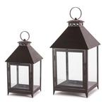 Melrose International Footed Iron Metal Lantern (Set of 2) - Thumbnail 1 of 2