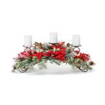 Melrose International 12"H Pine and Berry Centerpiece (Fits 3" Candles) - Thumbnail 1 of 3
