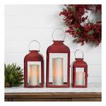 Melrose International Modern Red Metal Lantern (Set of 2) - Thumbnail 3 of 4