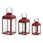 Melrose International Modern Red Metal Lantern (Set of 2) - Thumbnail 4 of 4