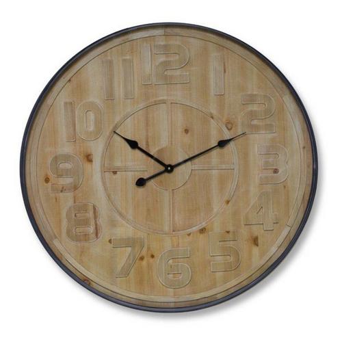 Melrose International 31.5"D Natural Wooden Wall Clock with Metal Frame - Primary Image