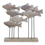 Melrose International 9.75"L Wooden Fish School Sculpture - Thumbnail 1 of 2