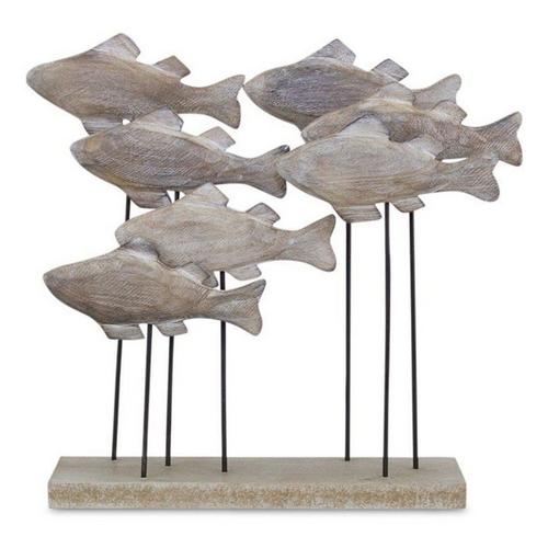 Melrose International 9.75"L Wooden Fish School Sculpture - Primary Image