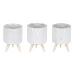 Melrose International Porcelain Face Planter with Wooden Legs (Set of 3) - Thumbnail 1 of 2