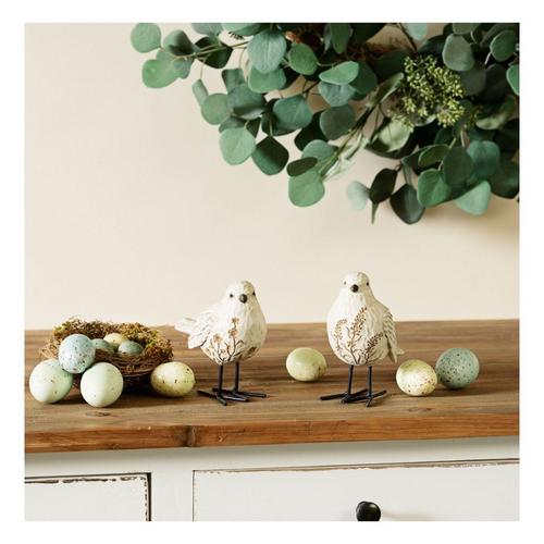 Melrose International Bird Figurine with Carved Floral Design (Set of 2) - Primary Image