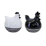 Melrose International Modern Black and White Chicken Decor (Set of 2) - Thumbnail 2 of 2