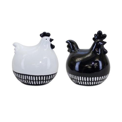 Melrose International Modern Black and White Chicken Decor (Set of 2) - Primary Image
