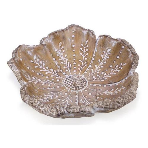 Melrose International 12.75"D Carved Wood Design Flower Bowl - Primary Image