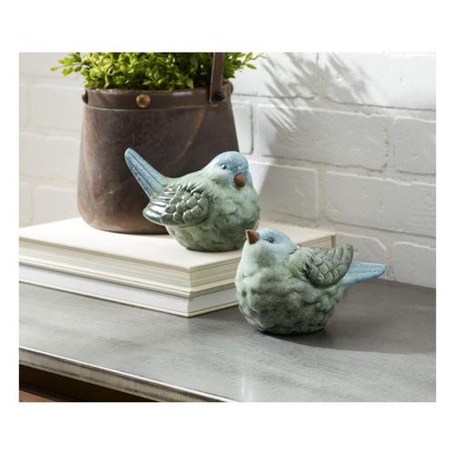 Melrose International Blue and Green Terra Cotta Bird Figurine (Set of 2) - Primary Image