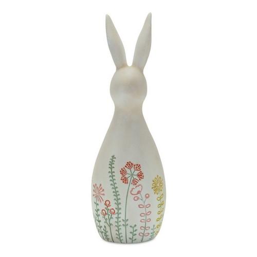 Melrose International Modern Bunny Rabbit Figurine with Etched Floral Design (Set of 2) - Primary Image