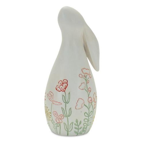 Melrose International Modern Bunny Rabbit Figurine with Etched Floral Design (Set of 2) - Primary Image